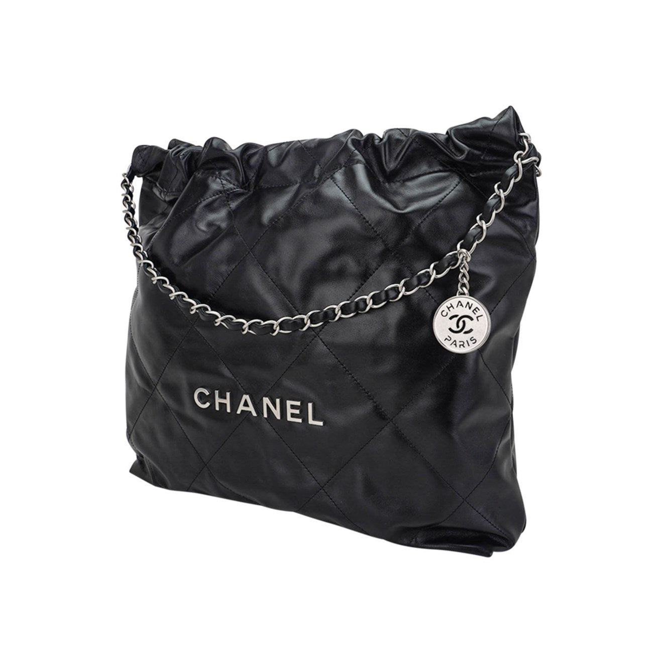 Chanel 22 Quilted Calfskin Bag Diamond stitch with brushed silver hardware - NIDHALHAUS