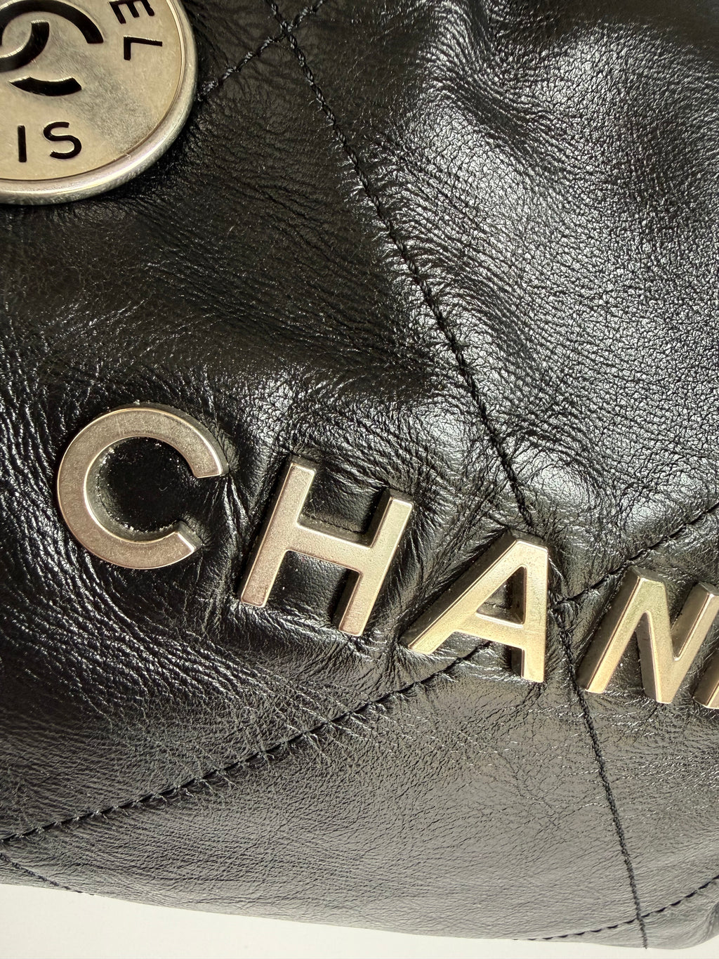 Chanel 22 Quilted Calfskin Bag Diamond stitch with brushed silver hardware