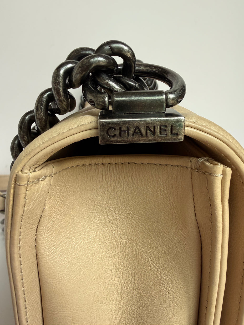 Chanel Medium Boy calfskin quilted beige