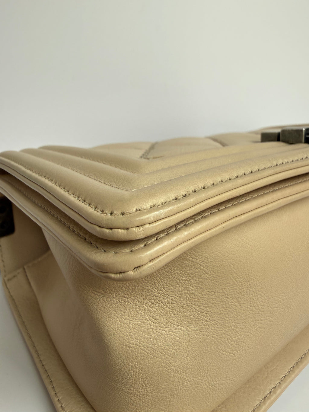 Chanel Medium Boy calfskin quilted beige