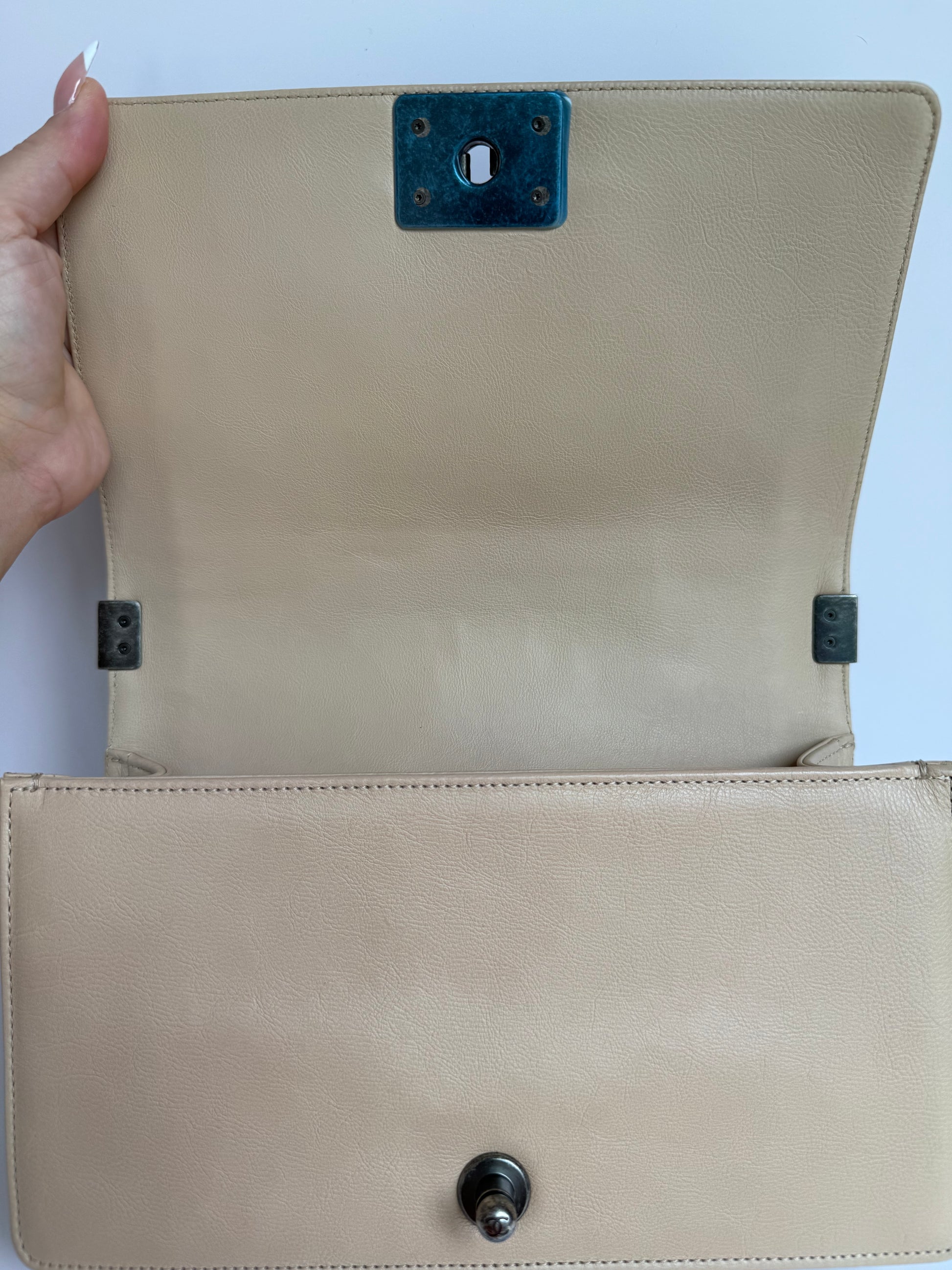 Chanel Medium Boy calfskin quilted beige