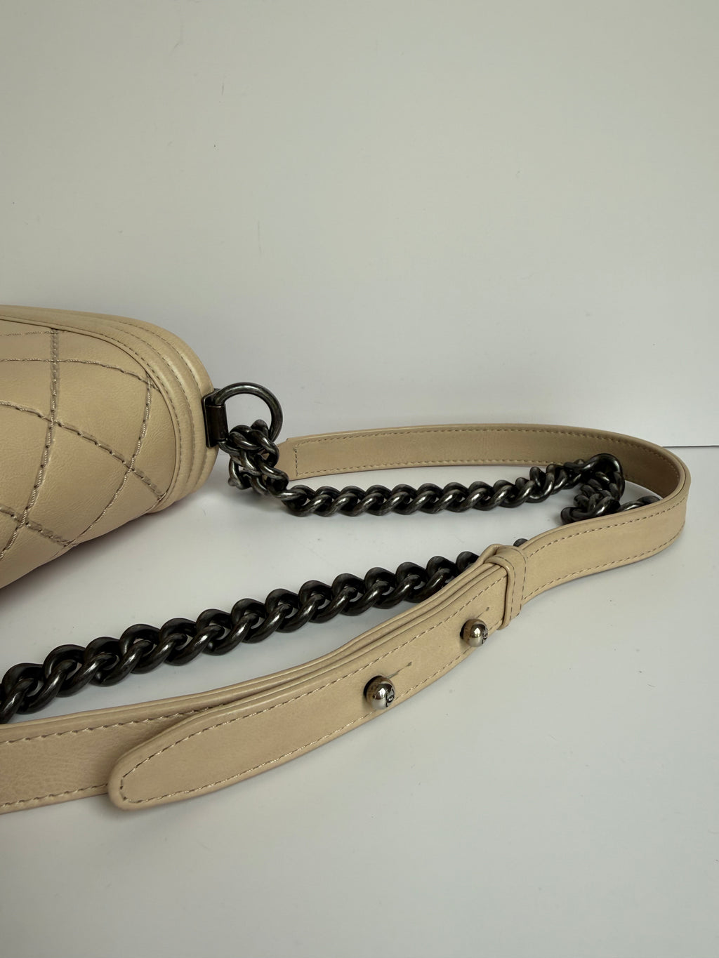 Chanel Medium Boy calfskin quilted beige