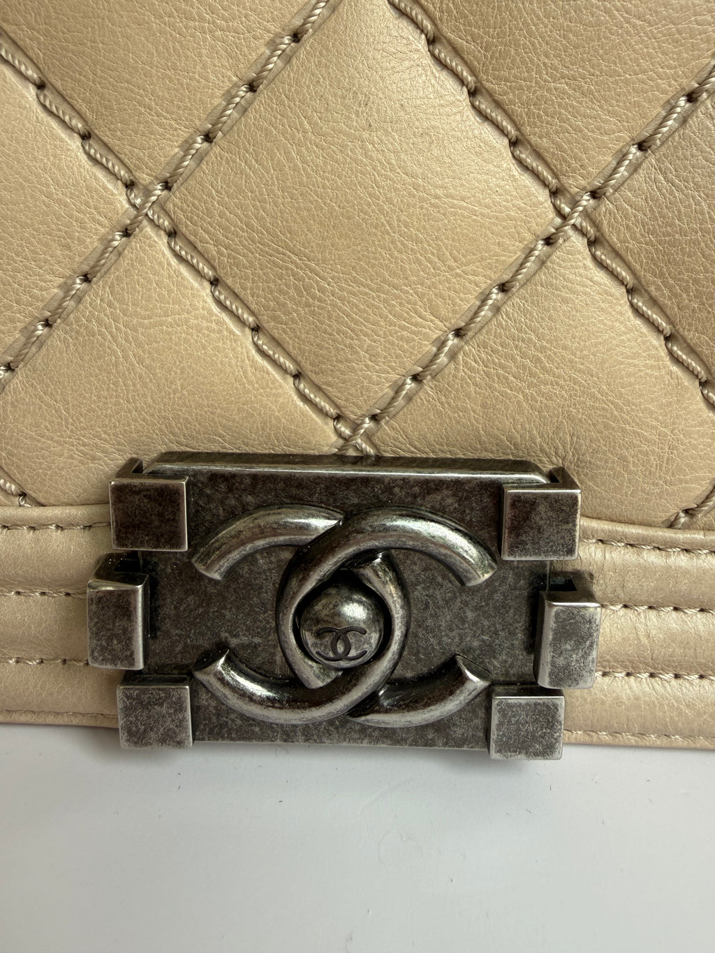 Chanel Medium Boy calfskin quilted beige