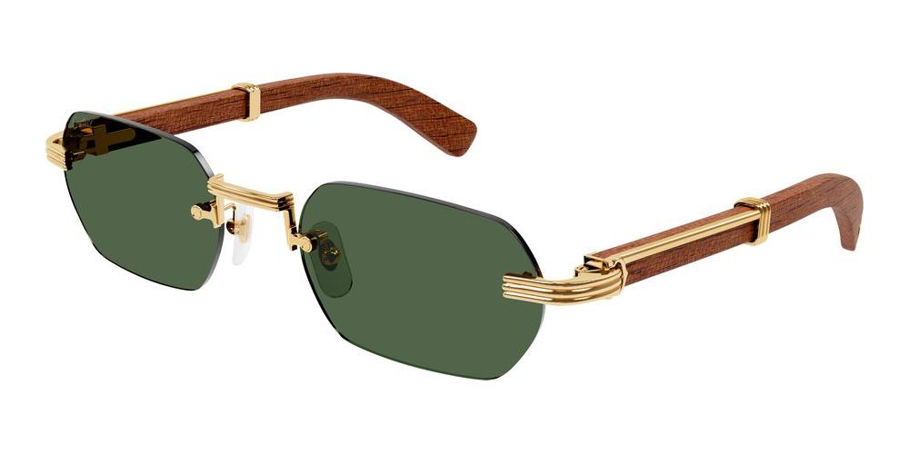 CARTIER CT0362S Premiere de Cartier Sunglasses Wood Gold Frame
