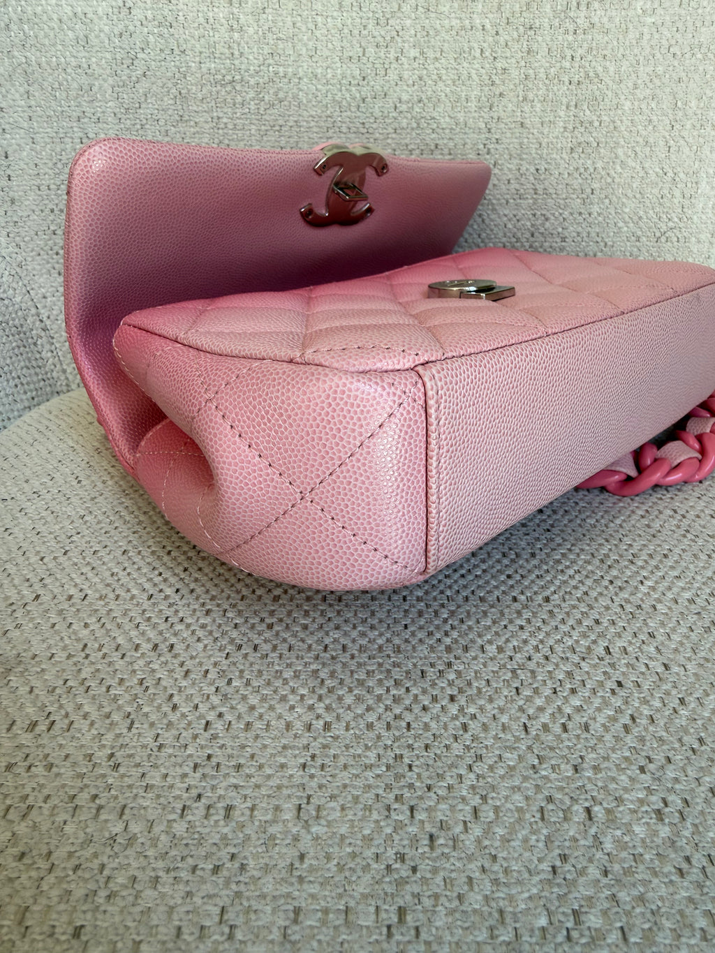 Chanel Mini Flap Bag Pink Ombre Caviar Lacquered Metal Hardware