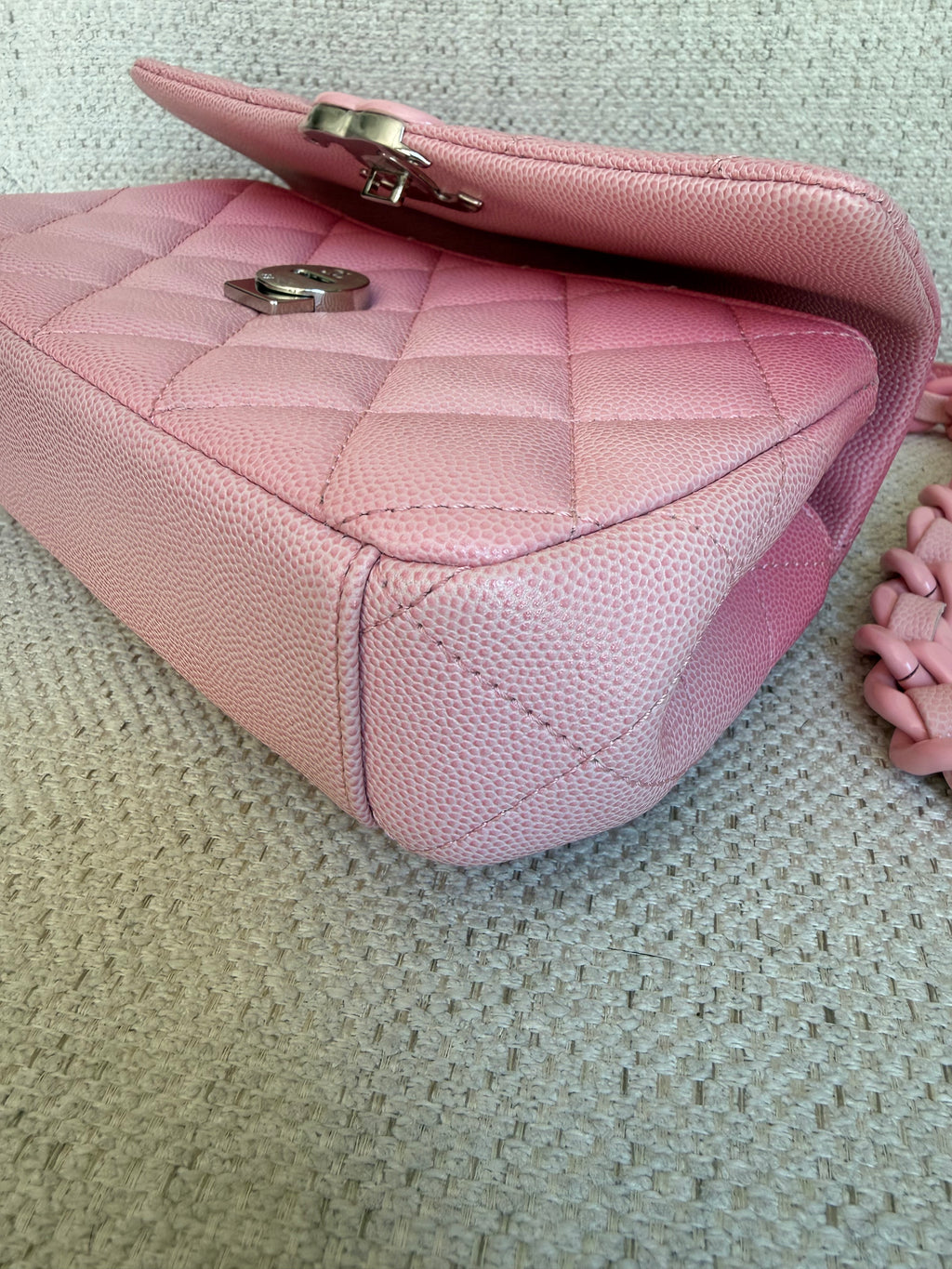 Chanel Mini Flap Bag Pink Ombre Caviar Lacquered Metal Hardware