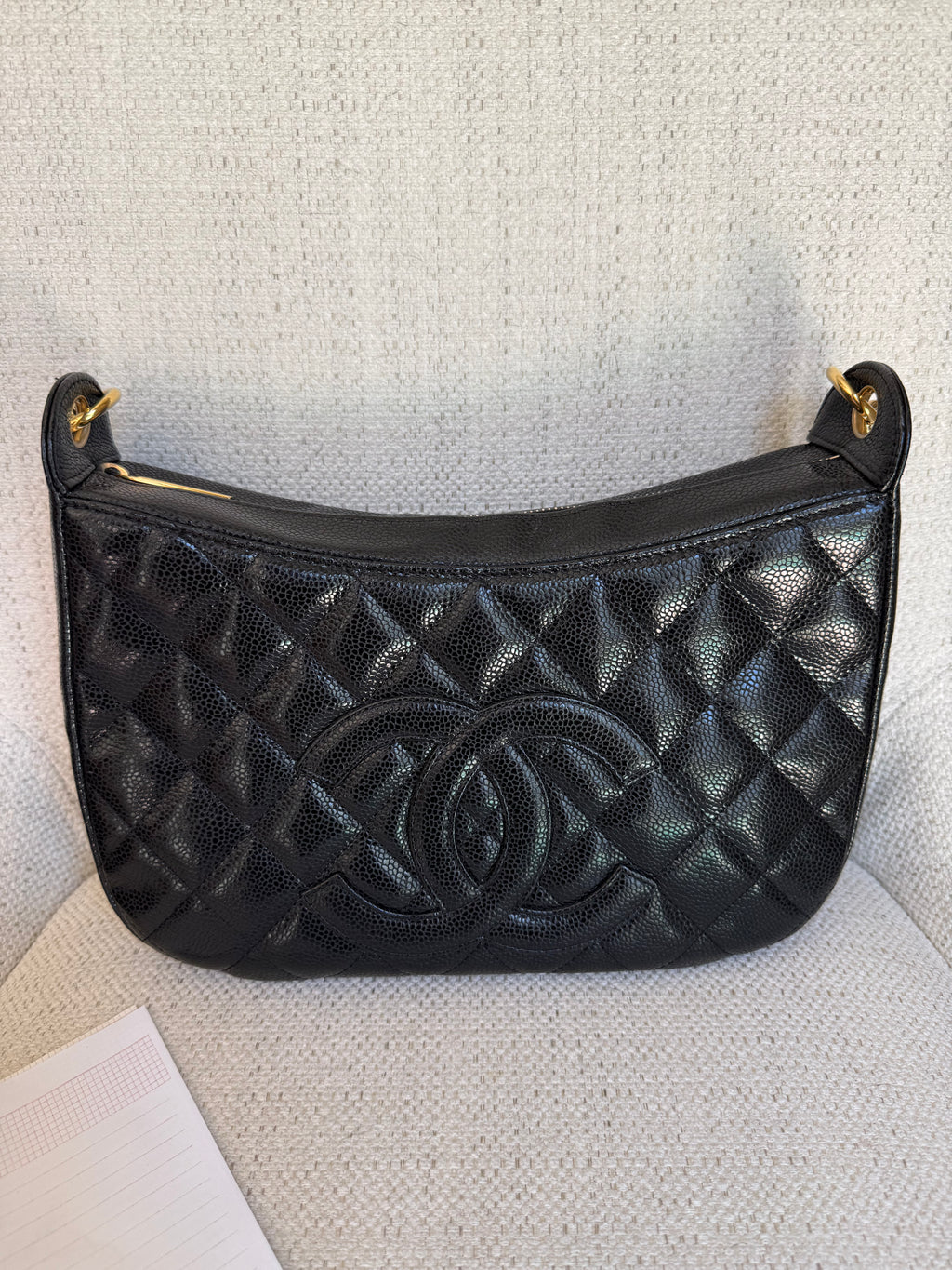 Chanel timeless CC chain shoulder bag quilted caviar