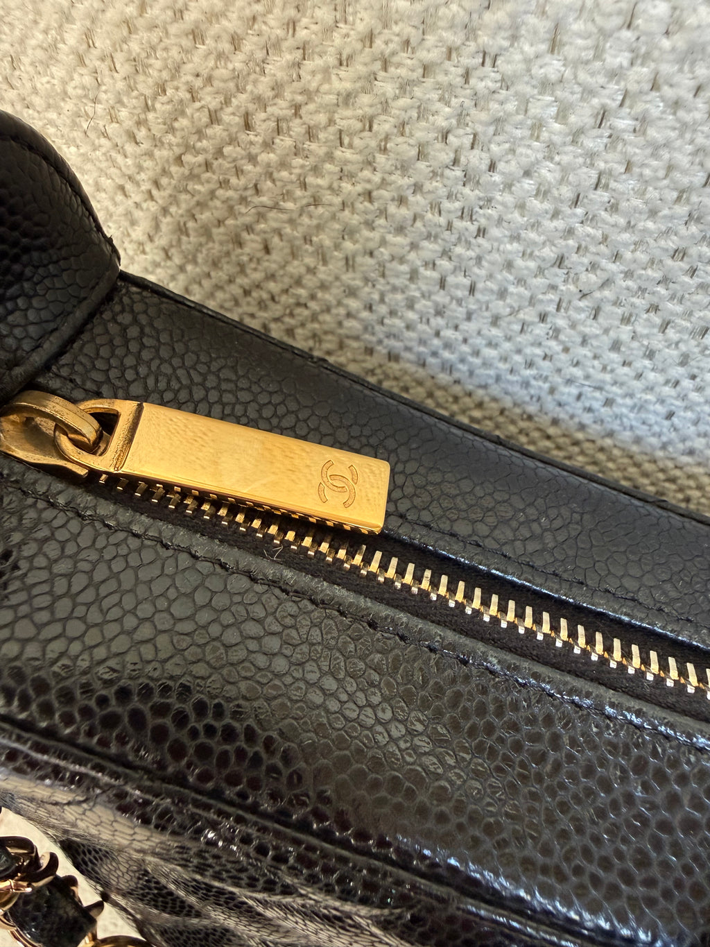Chanel timeless CC chain shoulder bag quilted caviar