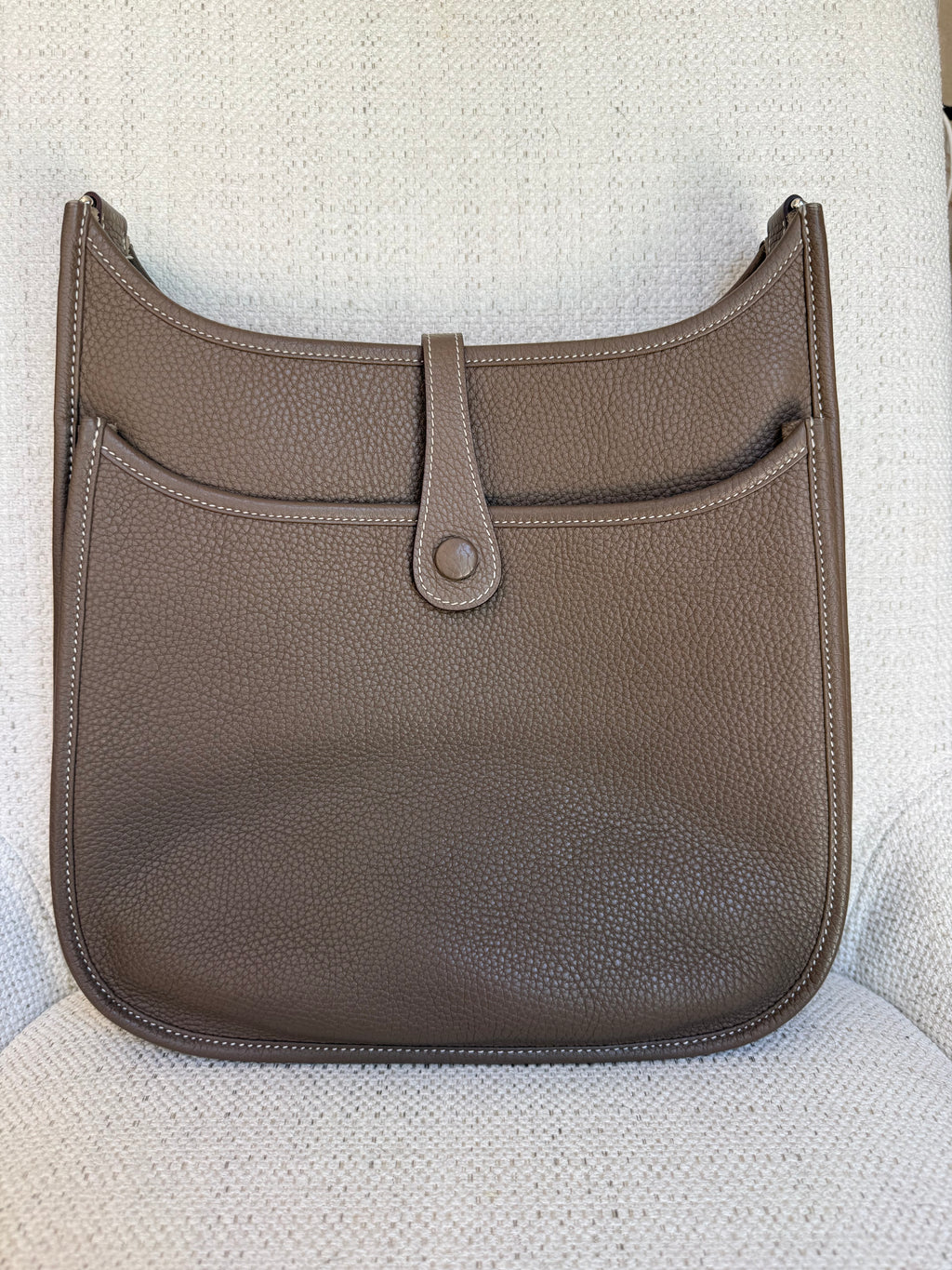 Hermes Evelyn III PM Etoupe Clemence with palladium hardware