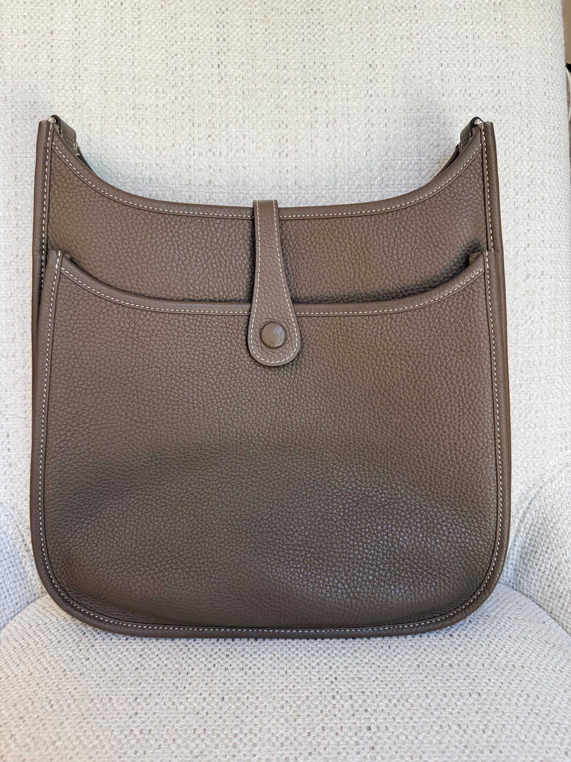 Hermes Evelyn III PM Etoupe Clemence with palladium hardware