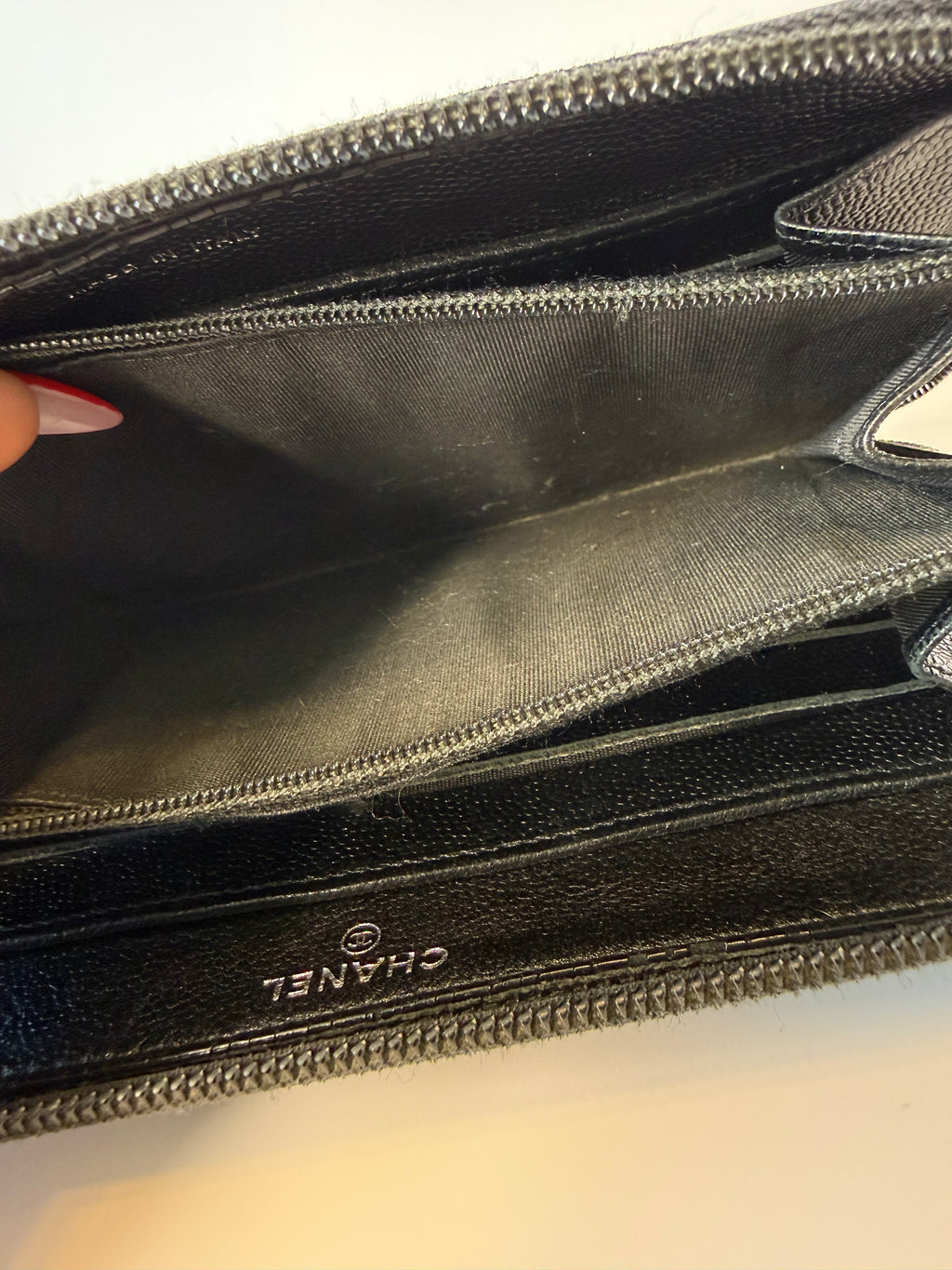Chanel Black Leather CC Zip Around Wallet