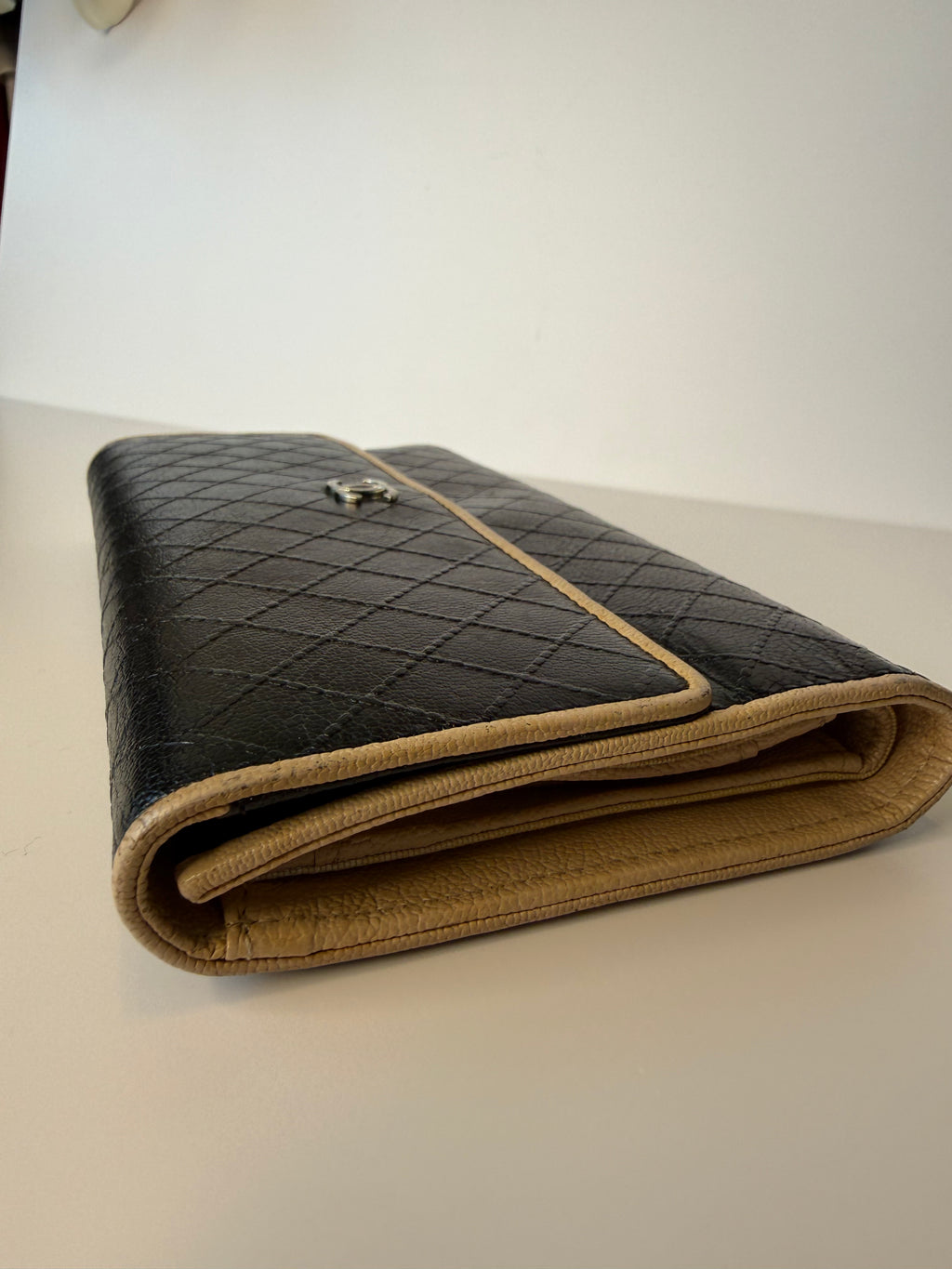 Timeless Chanel Bicolor Quilted Leather CC Logo Flap Continental Wallet Black