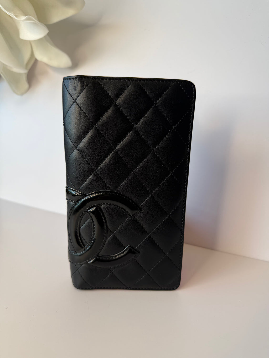 Chanel black quilted leather CC Cambon wallet