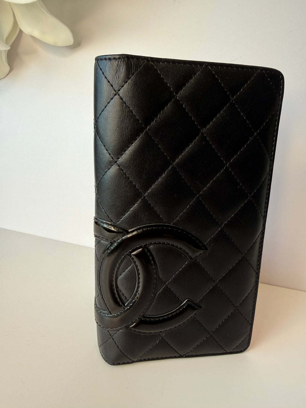Chanel black quilted leather CC Cambon wallet