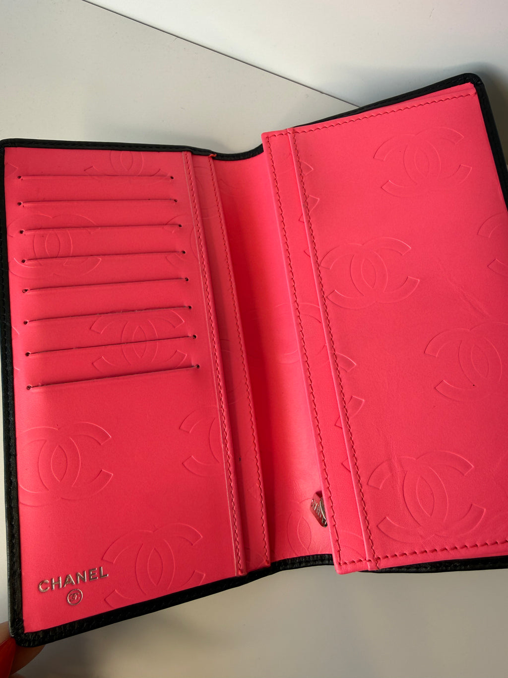 Chanel black quilted leather CC Cambon wallet