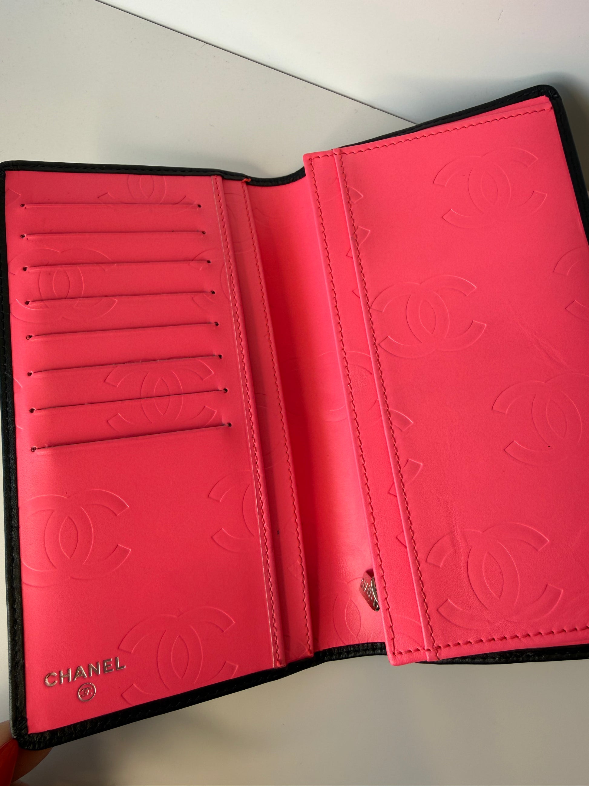 Chanel black quilted leather CC Cambon wallet