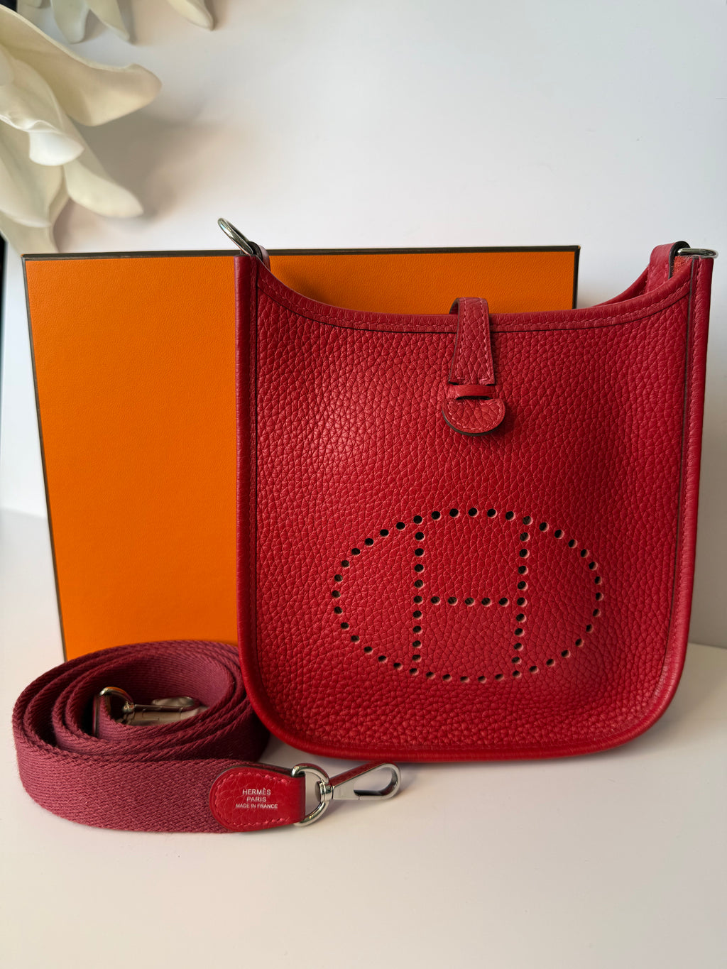Hermès Evelyne 16 TPM (Très Petit Modèle) in red
