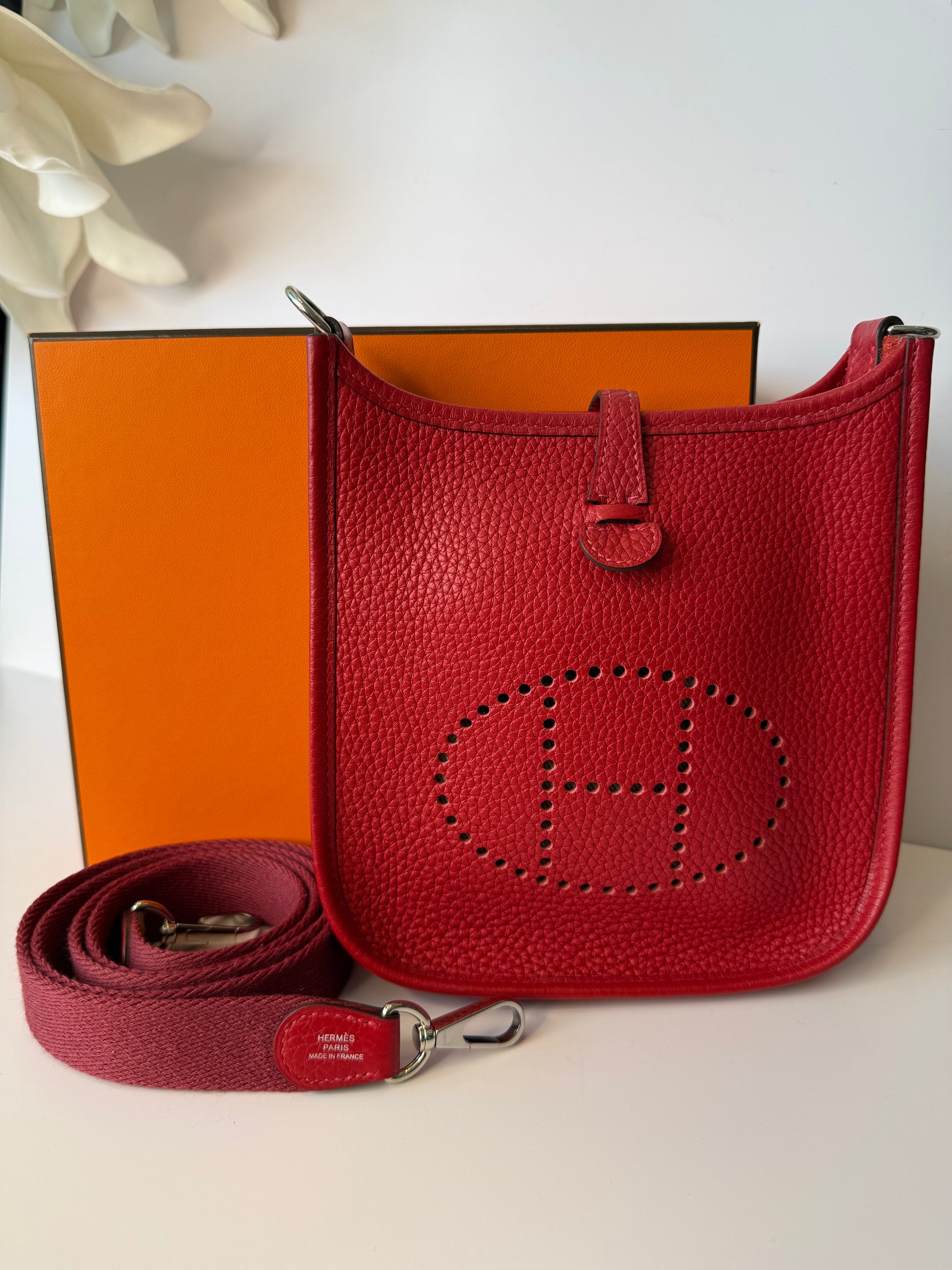 Hermès Evelyne 16 TPM (Très Petit Modèle) in red