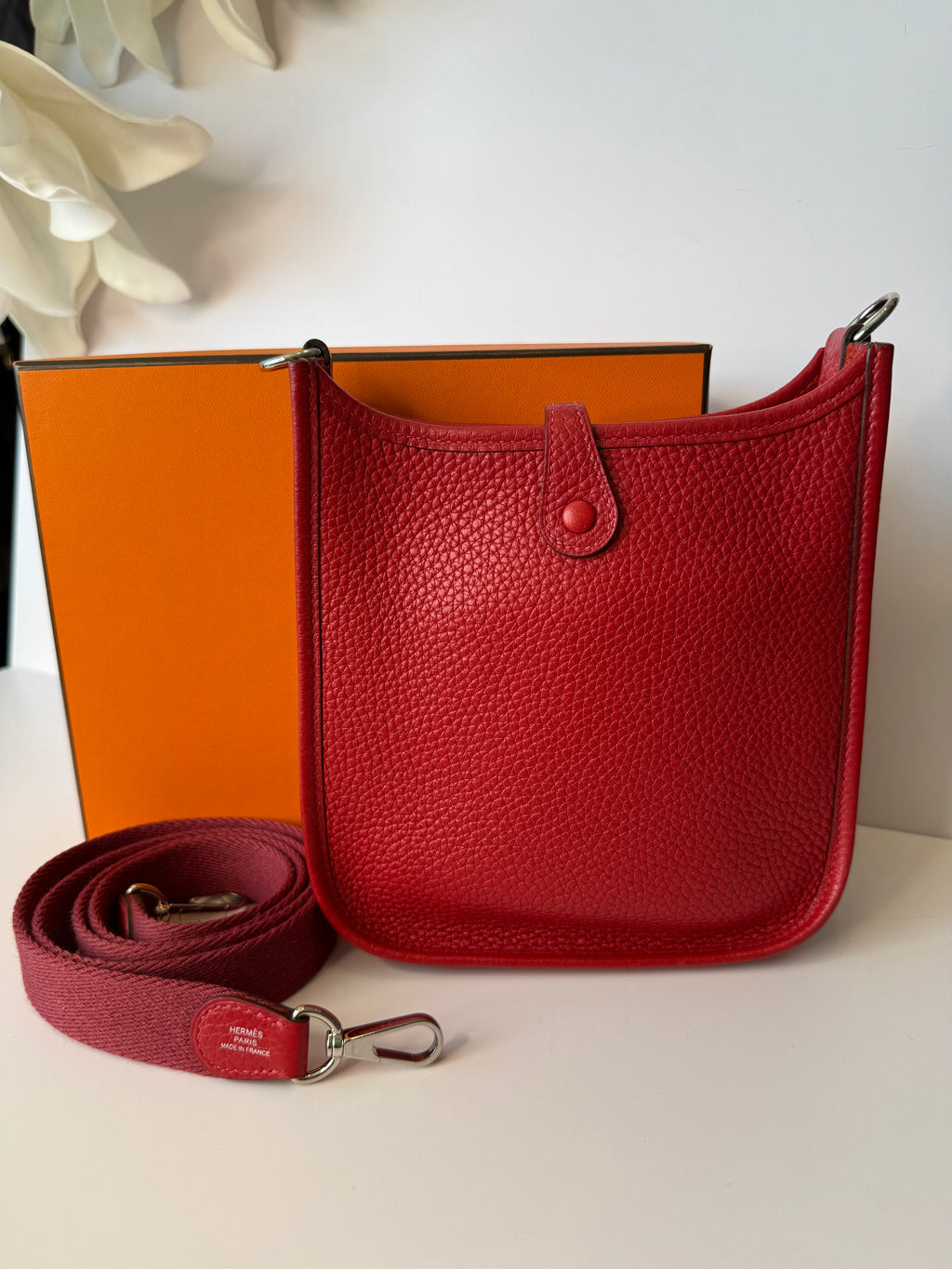 Hermès Evelyne 16 TPM (Très Petit Modèle) in red