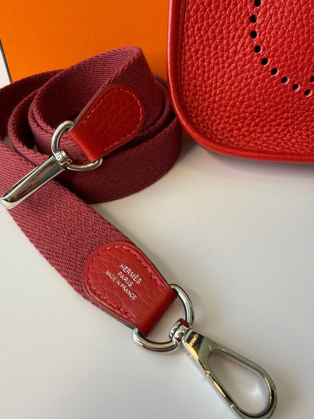 Hermès Evelyne 16 TPM (Très Petit Modèle) in red