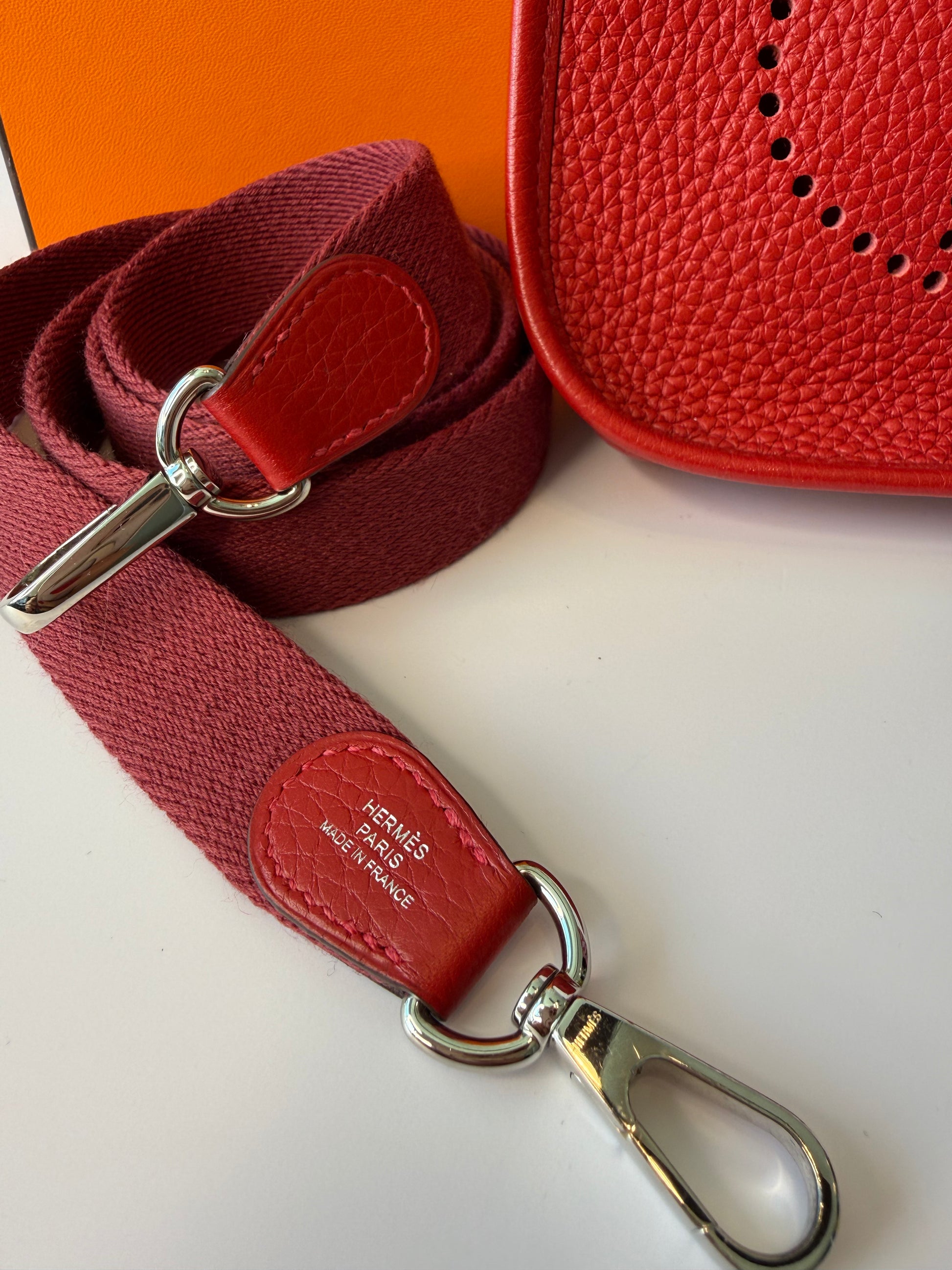 Hermès Evelyne 16 TPM (Très Petit Modèle) in red