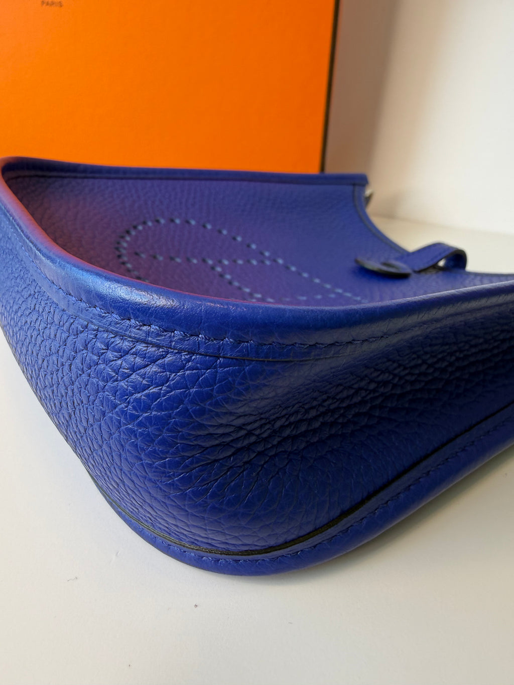 Taurillon Clemence Amazone Evelyne TPM Bleu Electrique with navy strap (rare)