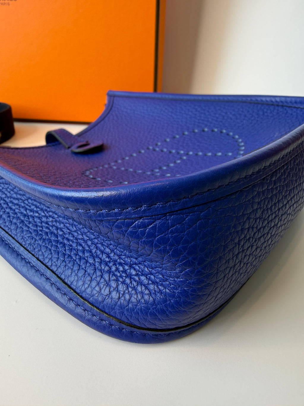 Taurillon Clemence Amazone Evelyne TPM Bleu Electrique with navy strap (rare)