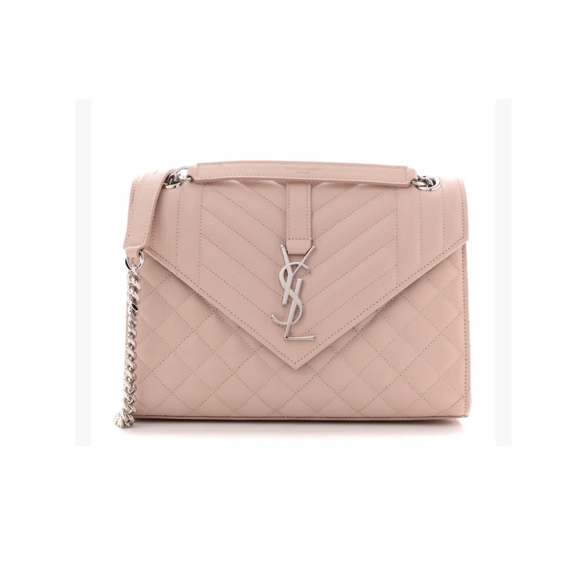 Grain De Poudre Textured Mixed Matelasse Medium Triquilt Monogram Satchel Marble Pink