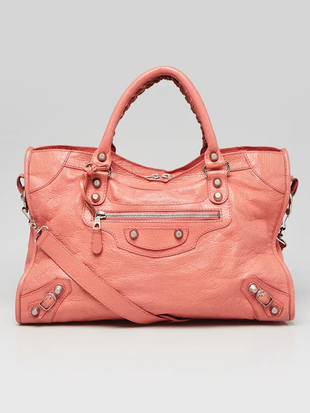 Balenciaga City bag in rose azalee with silver hardware and mirror