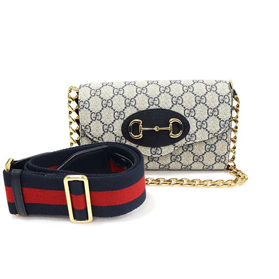 Gucci horsebit 1955 GG supreme canvas with two straps