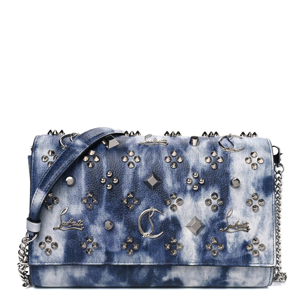 CHRISTIAN LOUBOUTIN 
Calfskin Printed Punk Spikes Paloma Clutch