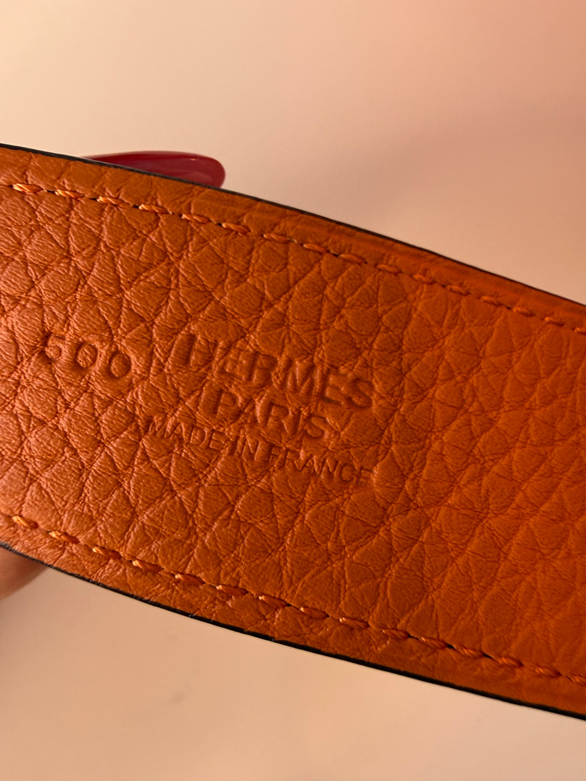 Hermès Royal belt gold-toned H-buckle reversible 32mm noir/orange
