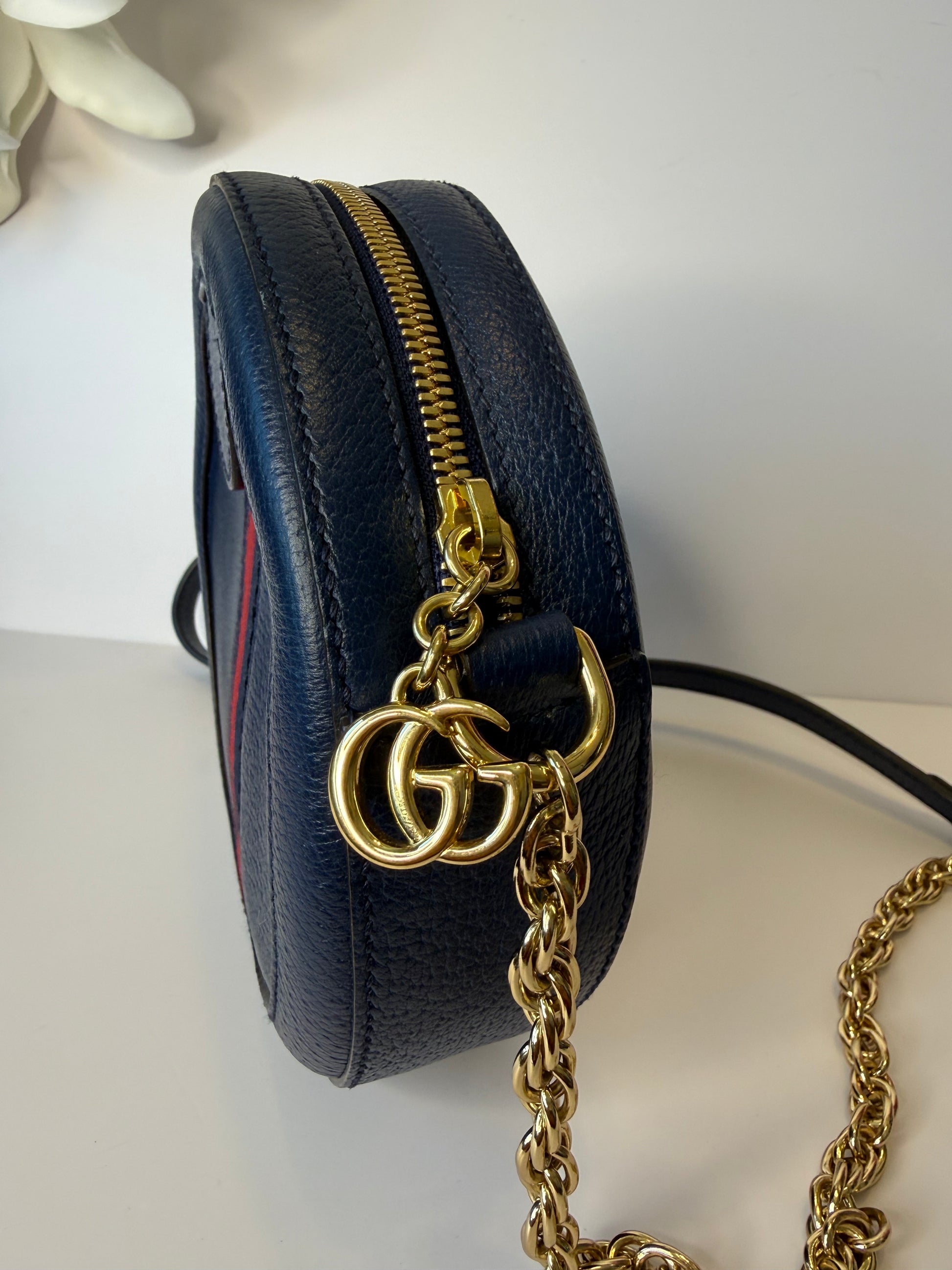 Gucci Ophidia blue round crossbody