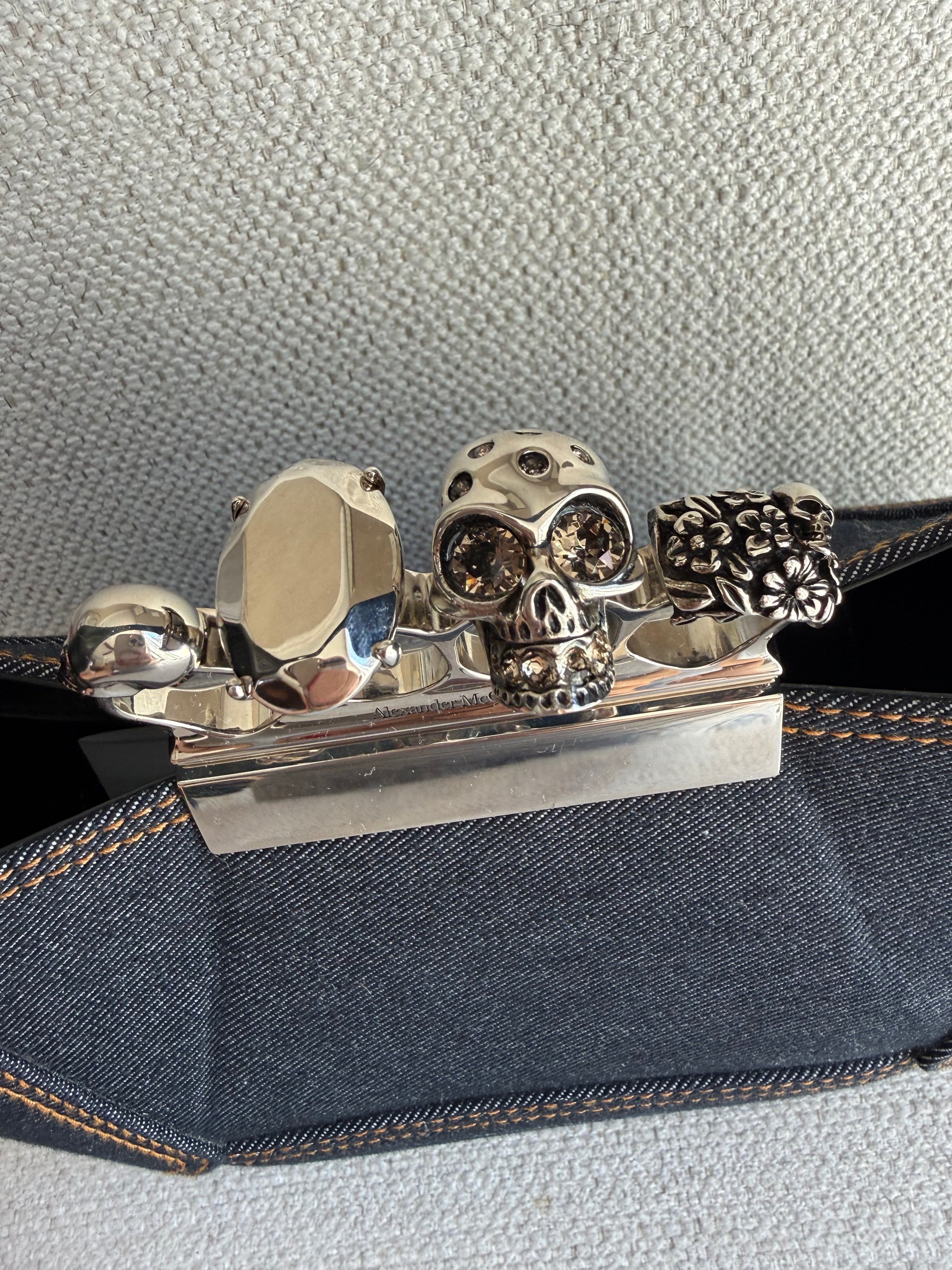 Alexander McQueen the jeweled hobo denim