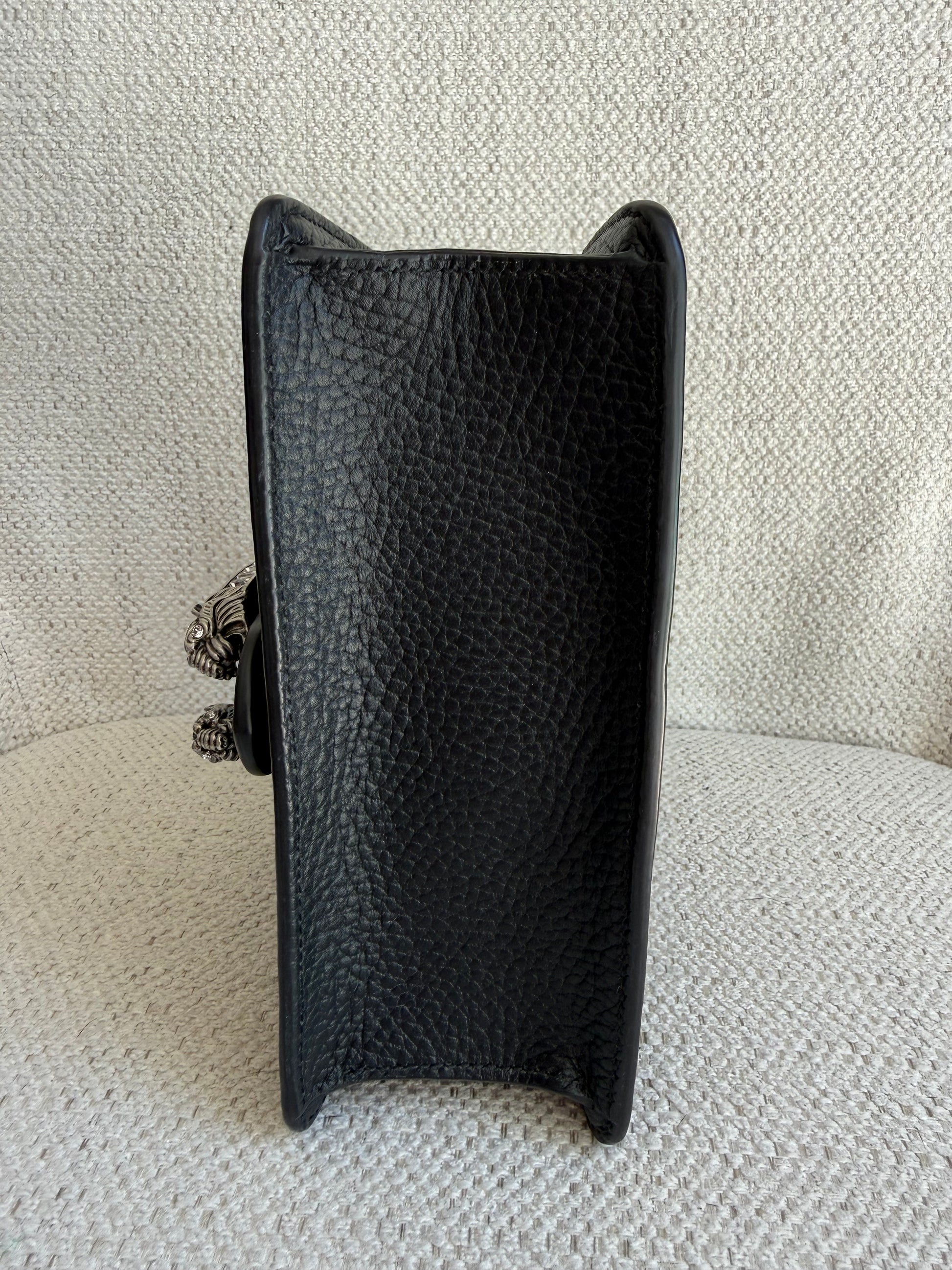 Gucci Calfskin Crystal Mini Dionysus Top Handle Bag Black Crystal crossbody
