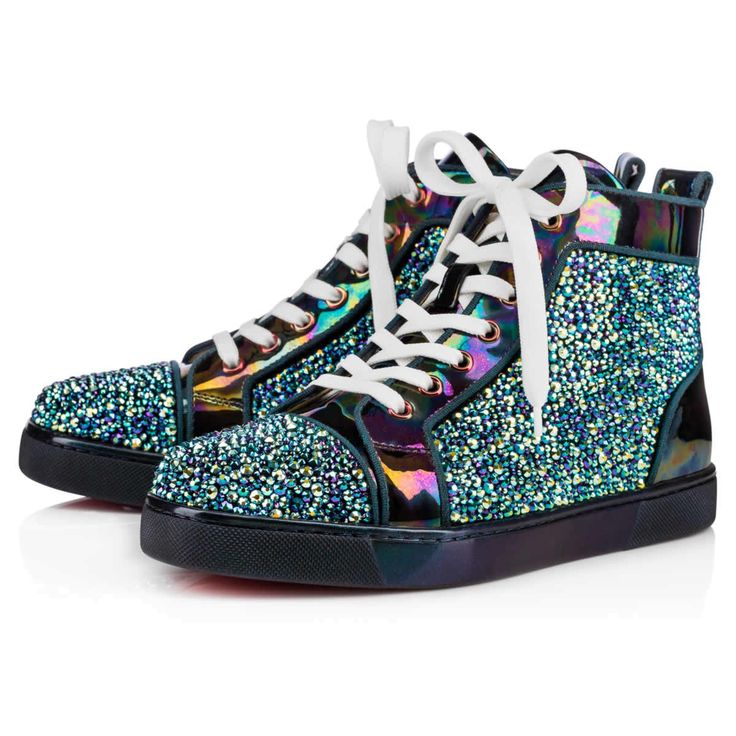 Christian Louboutin Louis flat patent green/black 39