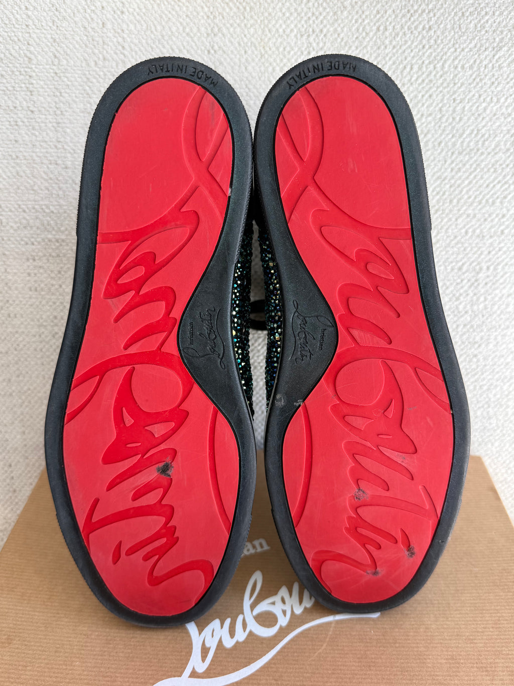 Christian Louboutin Louis flat patent green/black 39