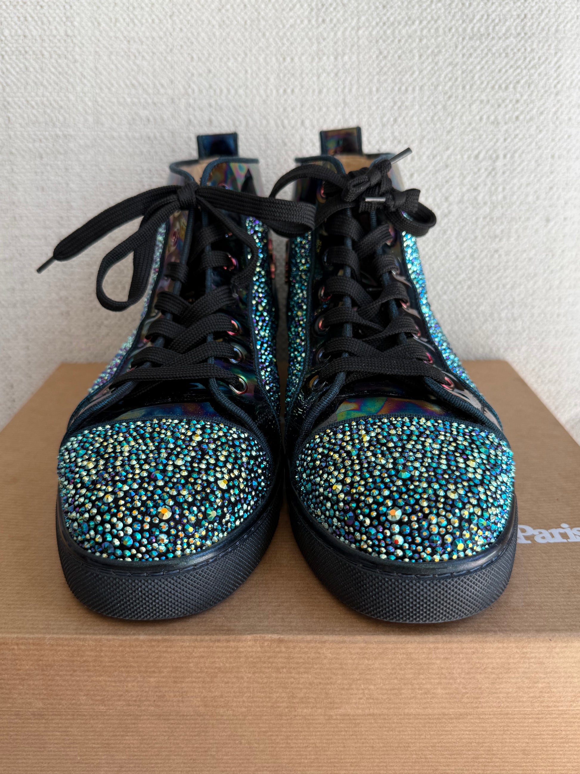 Christian Louboutin Louis flat patent green/black 39