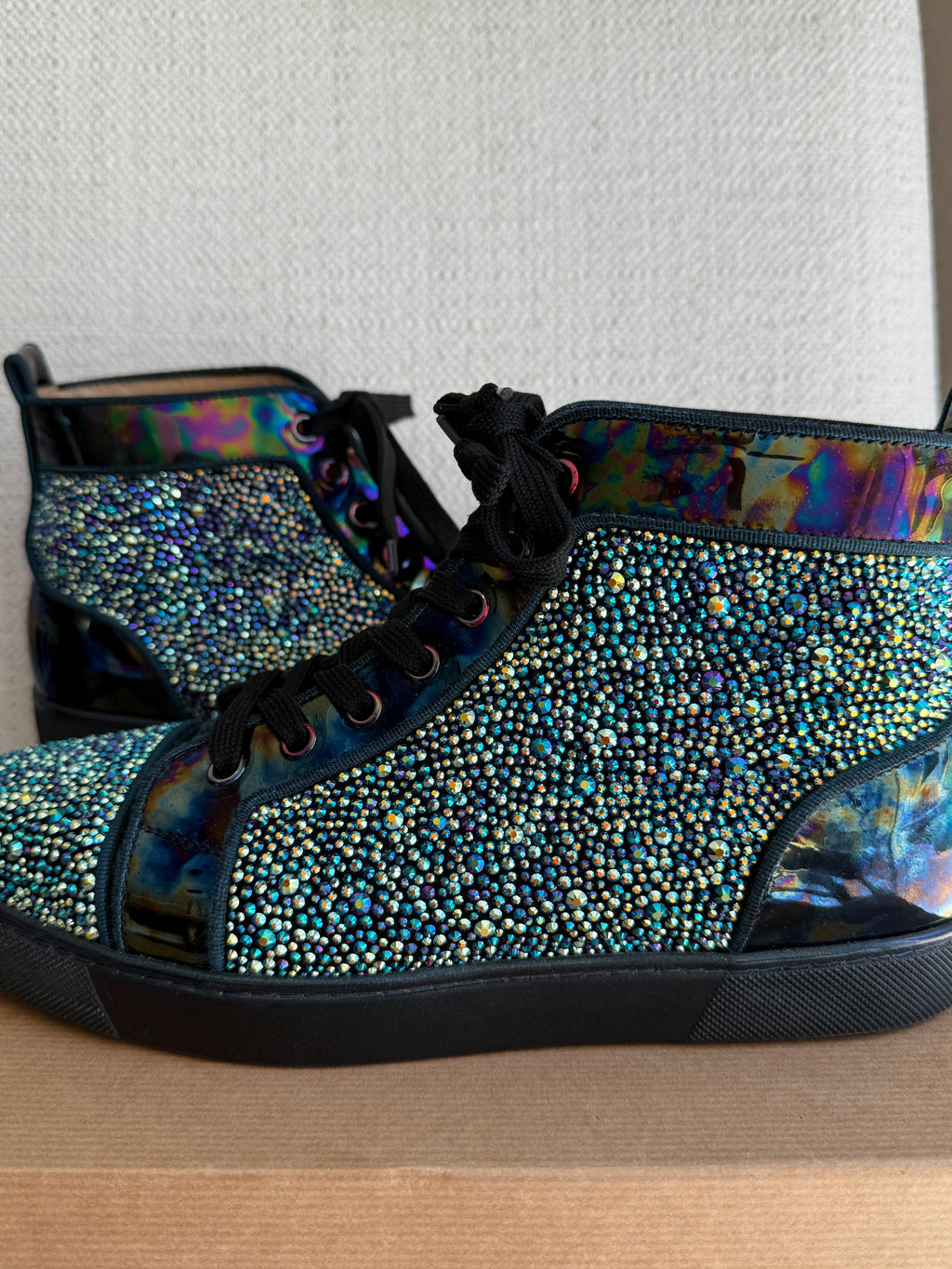 Christian Louboutin Louis flat patent green/black 39