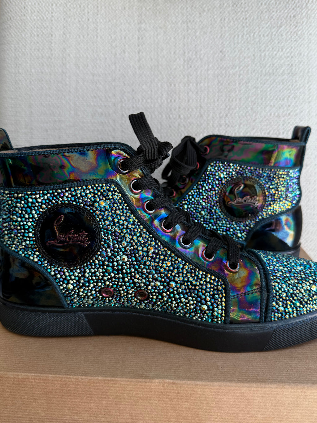 Christian Louboutin Louis flat patent green/black 39