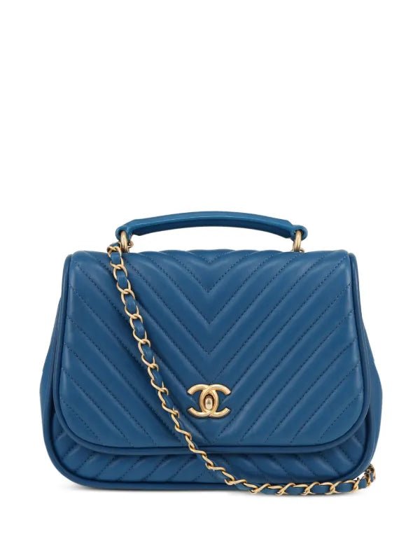 Chanel blue chevron quilted shoulder bag - NIDHALHAUS