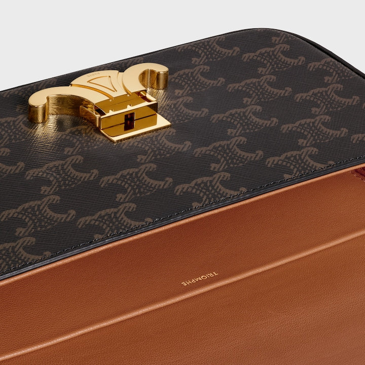 CELINE SHOULDER BAG CLAUDE IN TRIOMPHE CANVAS AND CALFSKIN