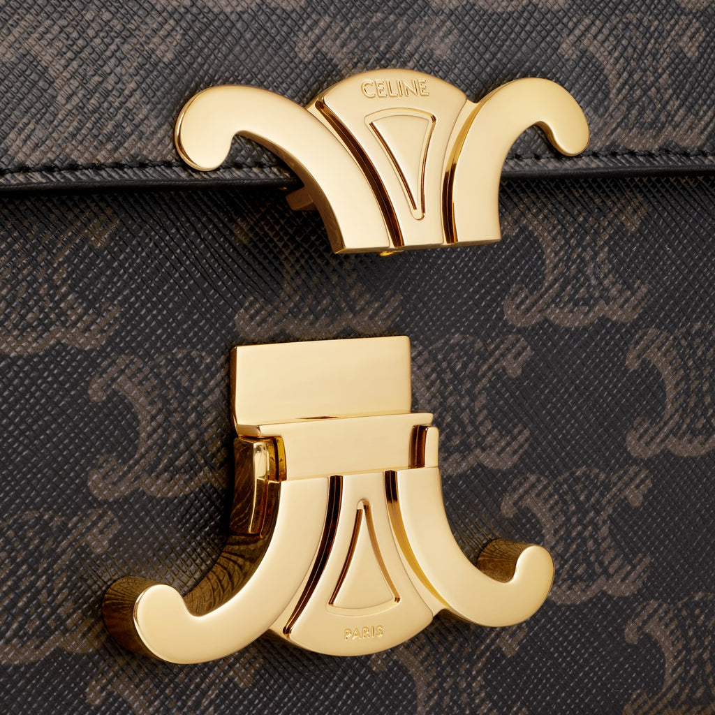 CELINE SHOULDER BAG CLAUDE IN TRIOMPHE CANVAS AND CALFSKIN