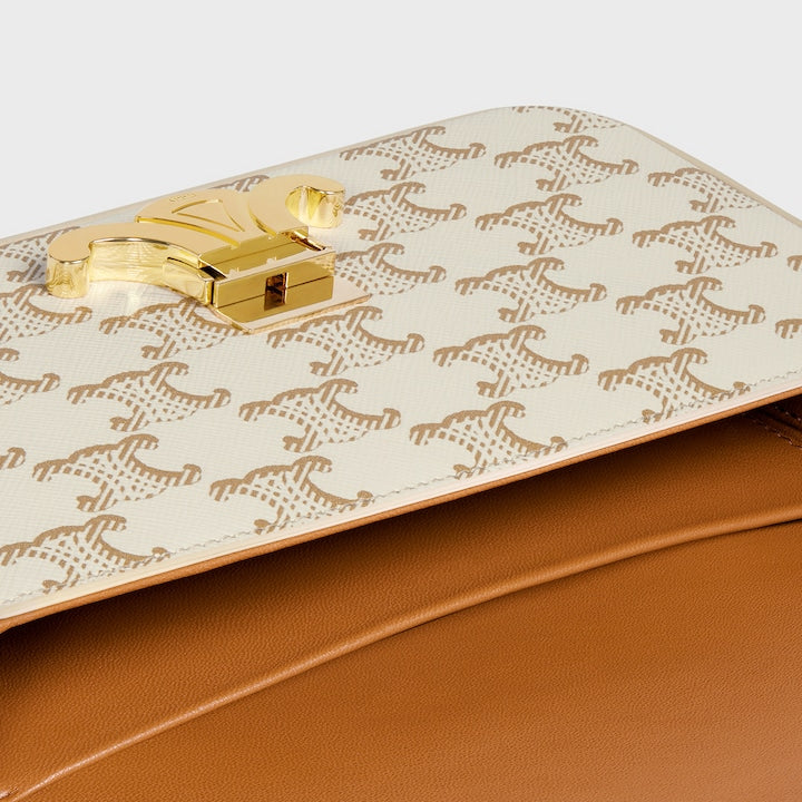 CELINE SHOULDER BAG CLAUDE IN TRIOMPHE CANVAS AND CALFSKIN