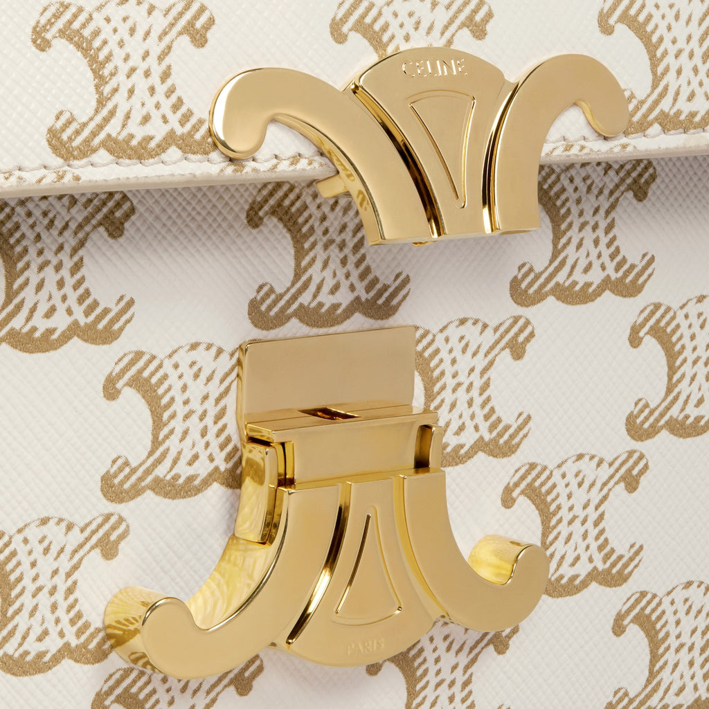 CELINE SHOULDER BAG CLAUDE IN TRIOMPHE CANVAS AND CALFSKIN