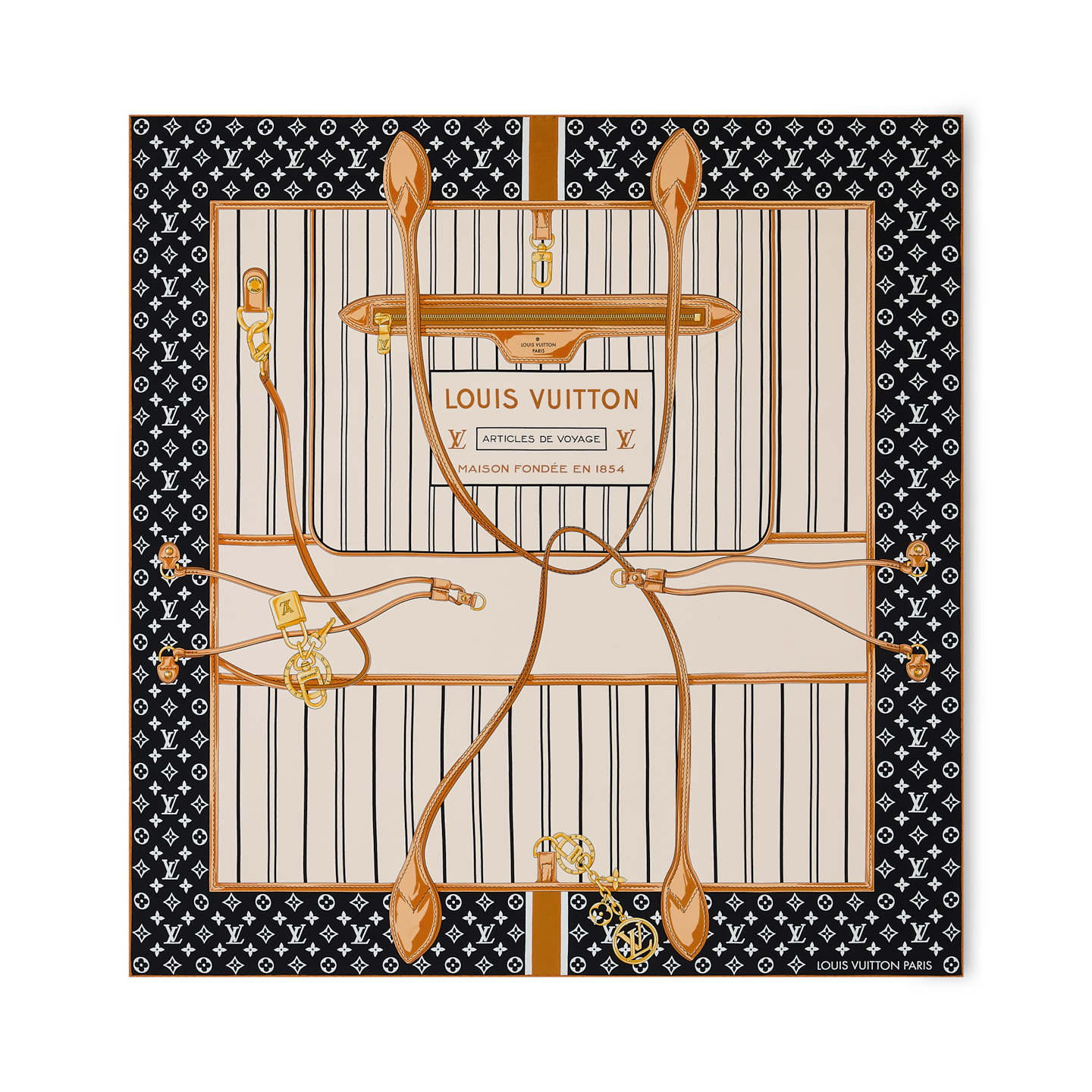 Louis Vuitton Monogram Confidential Square scarf in black and white silk