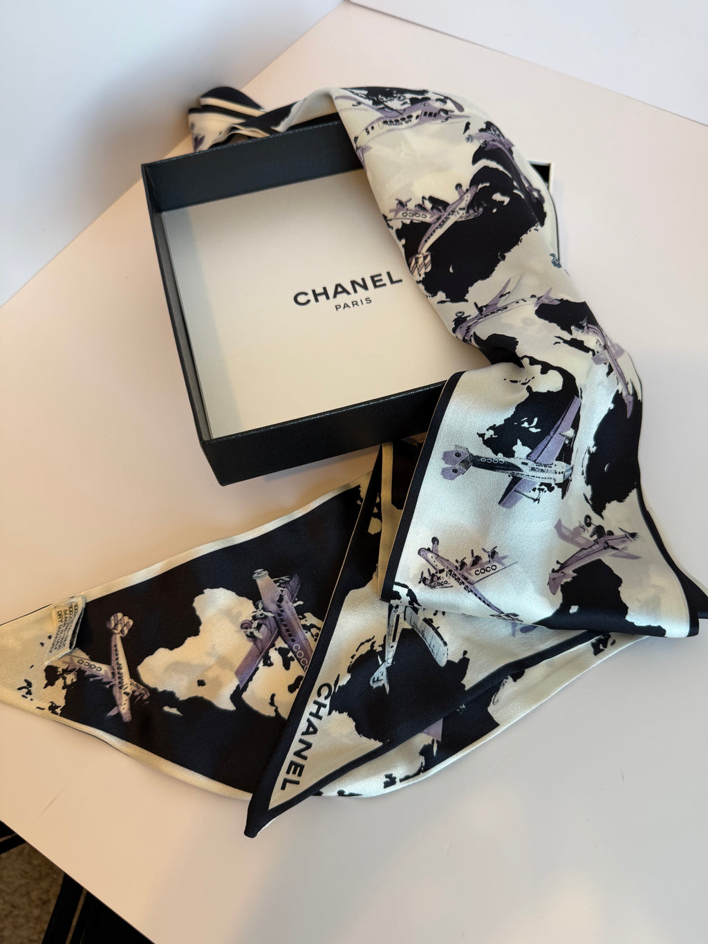 Chanel silk twill scarf from the 2024/25 Métiers d'art collection.