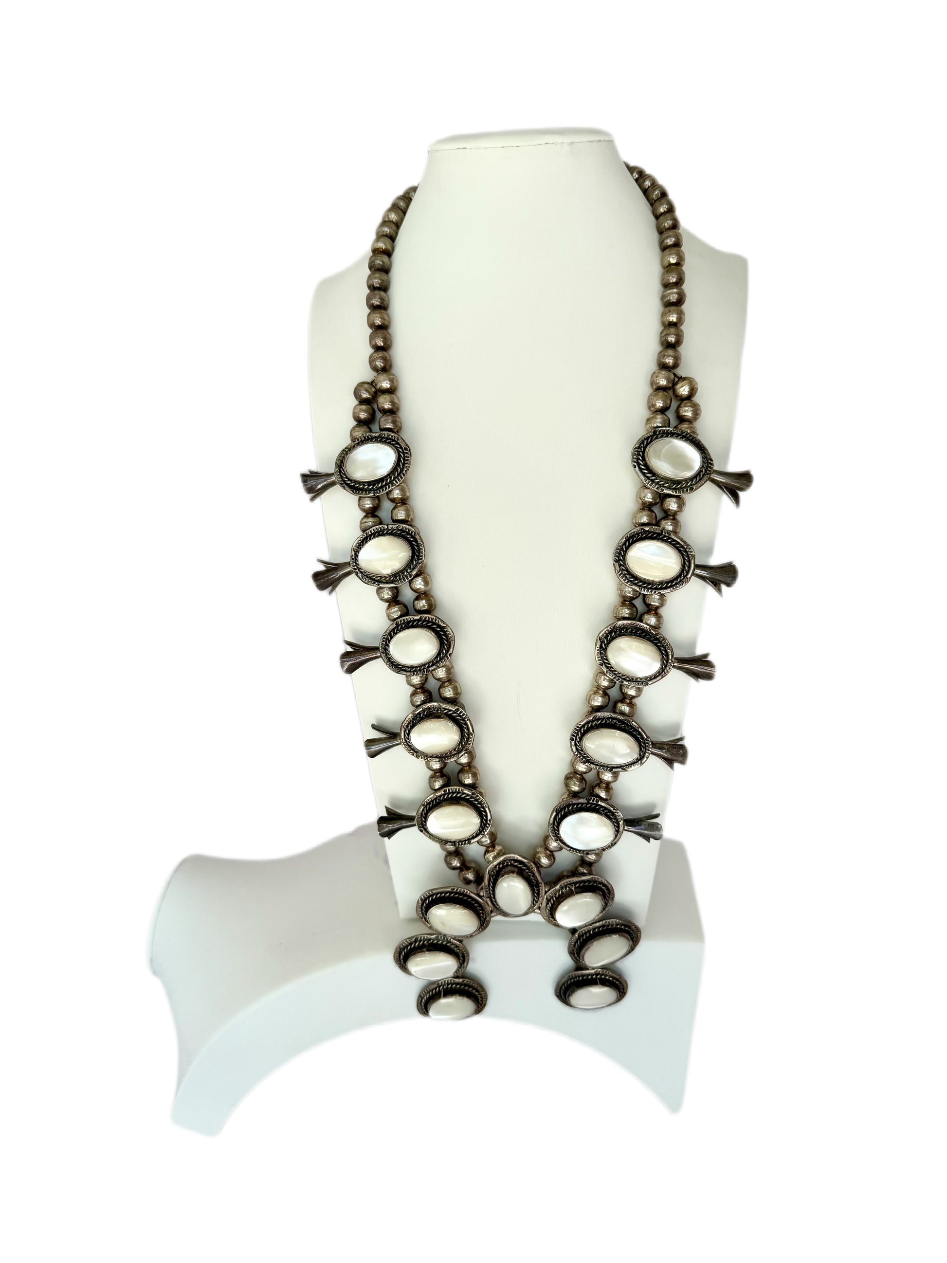 Navajo squash blossom sterling silver mother of pearl