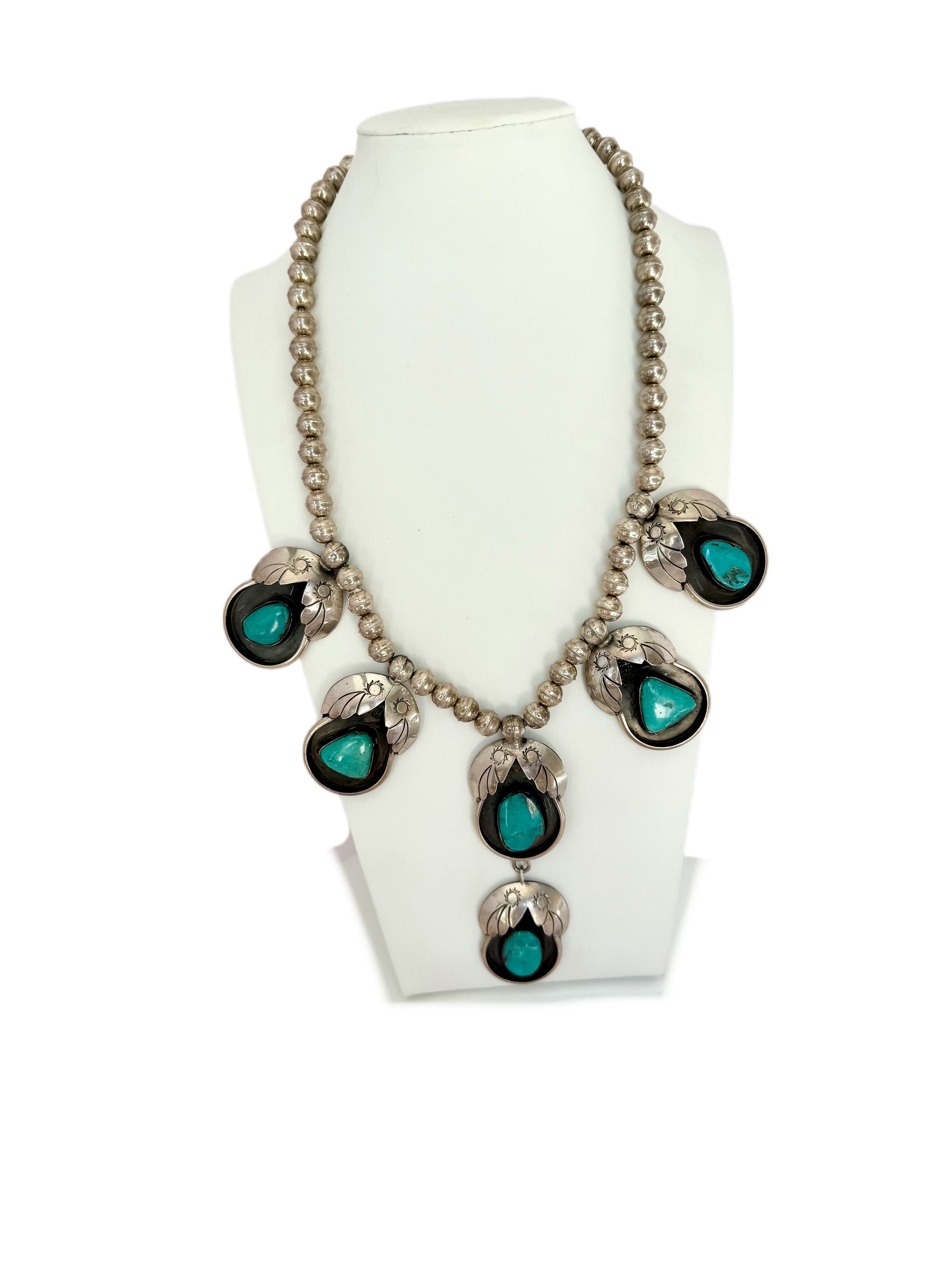 Navajo turquoise necklace shadow box style