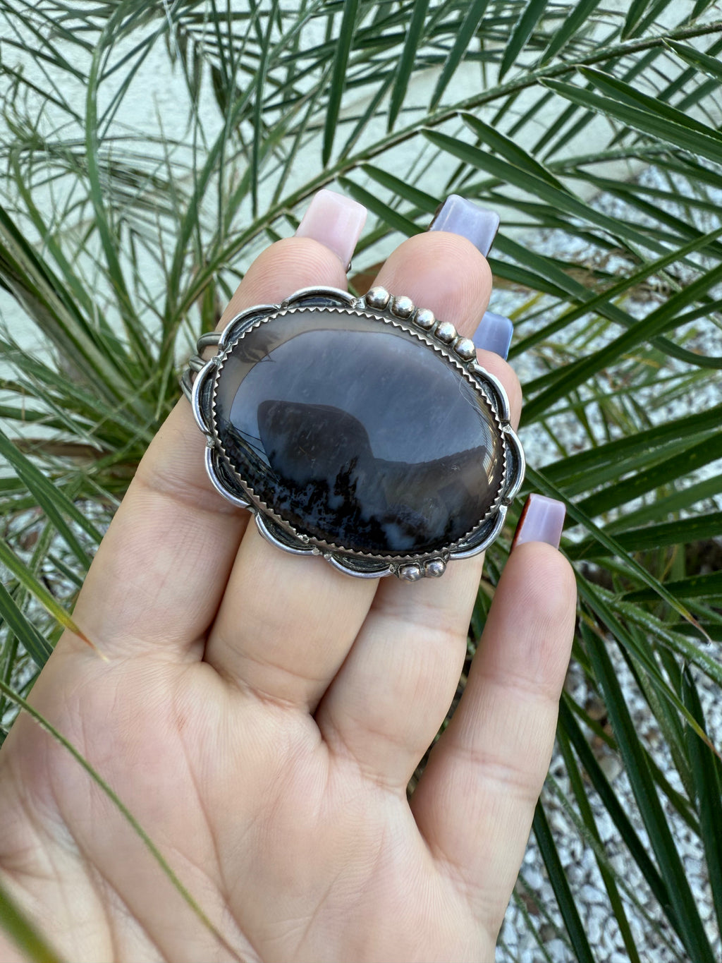 Navajo Sterling silver petrified wood bracelet